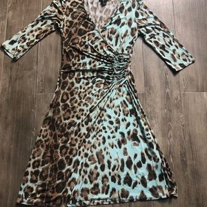 3/4 Sleeve Leopard Dress